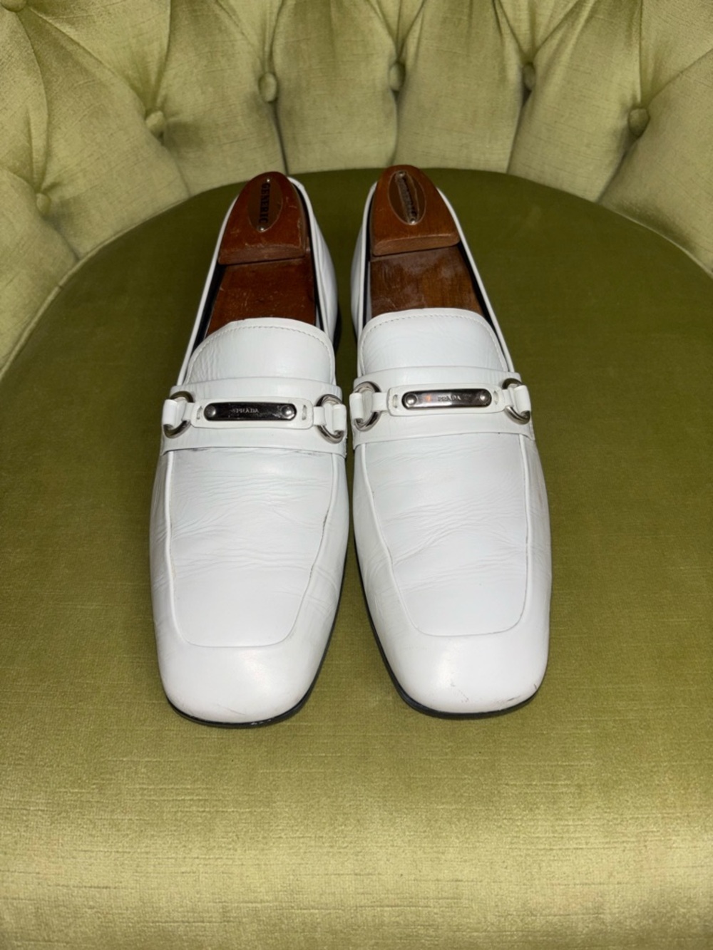 Prada white mens loafers size 8 - Picture 1 of 10